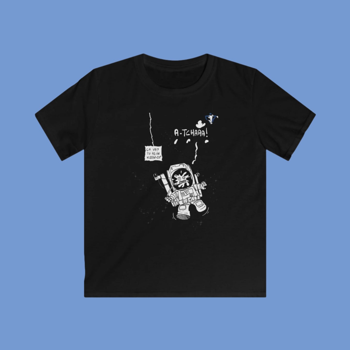 Tee-shirt enfant l'astronaute enrhumé Personnalisation FACE et MANCHE