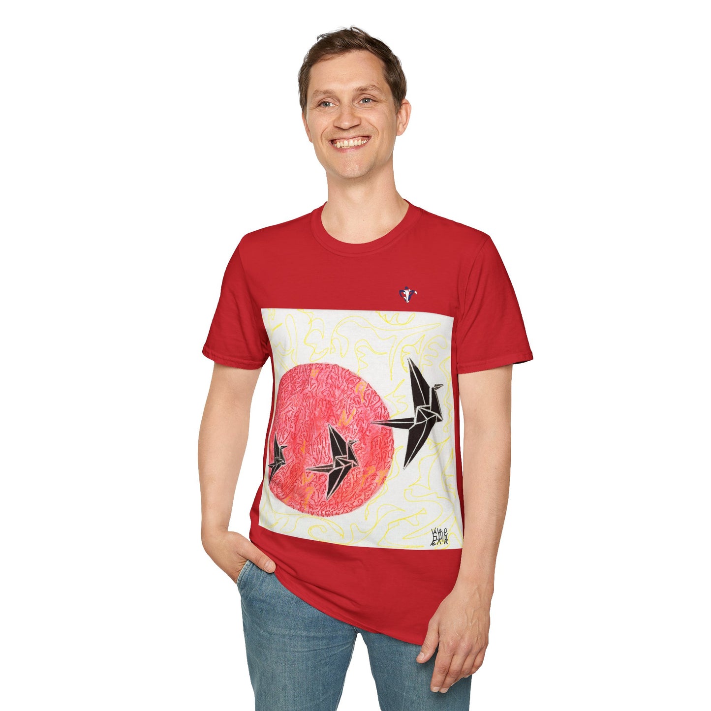 T-Shirt adulte mixte Envolée de colibris Personnalisation FACE et MANCHE
