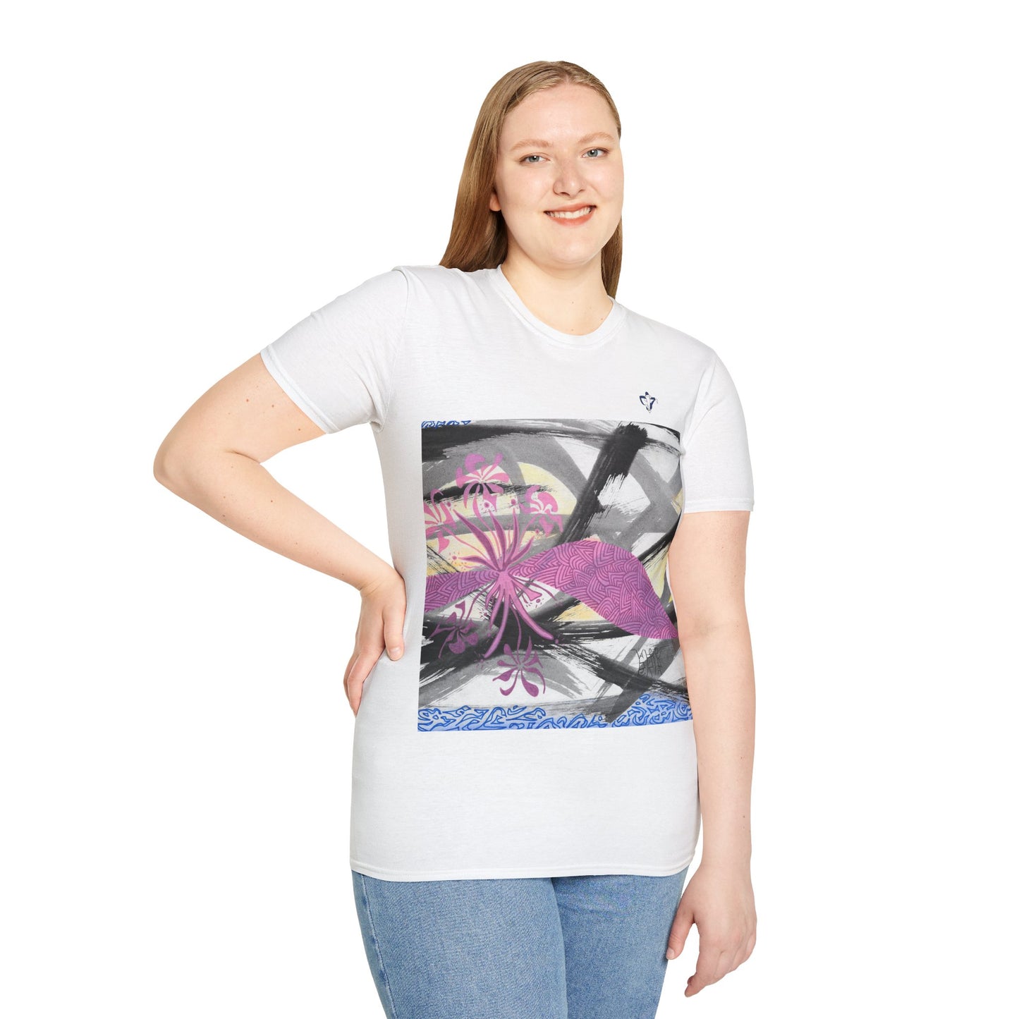 T-Shirt adulte mixte Fleurs roses 2 Personnalisation FACE et MANCHE