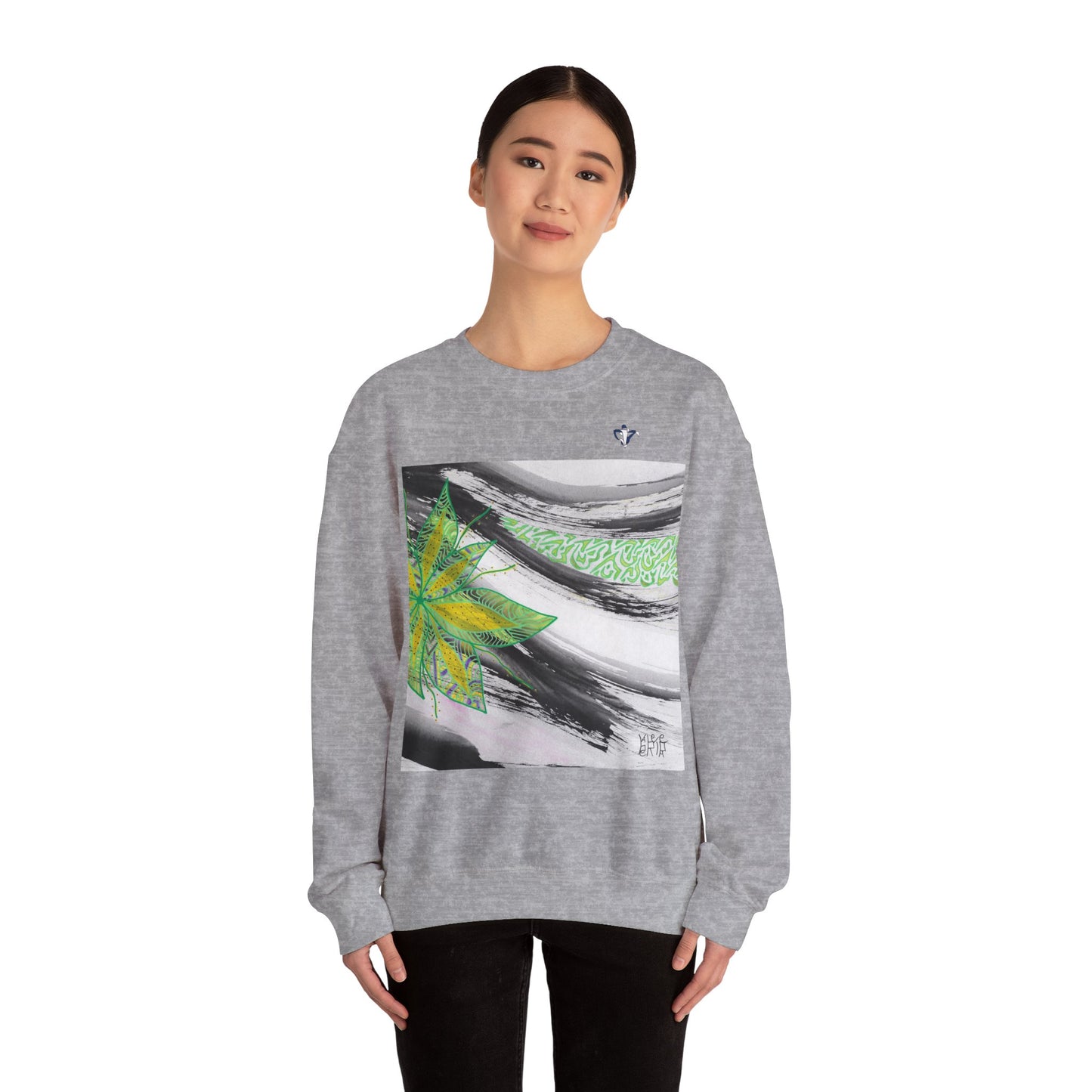 Sweatshirt adulte mixte Fleur verte et jaune