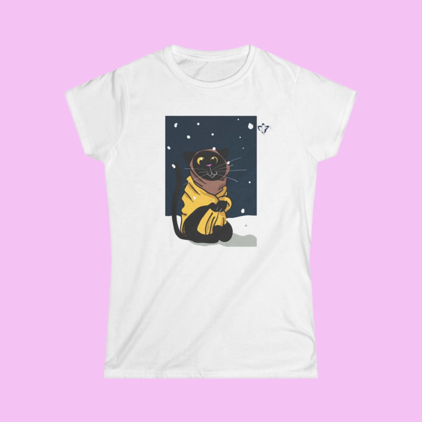 Tee-shirt femme un chat en hiver
