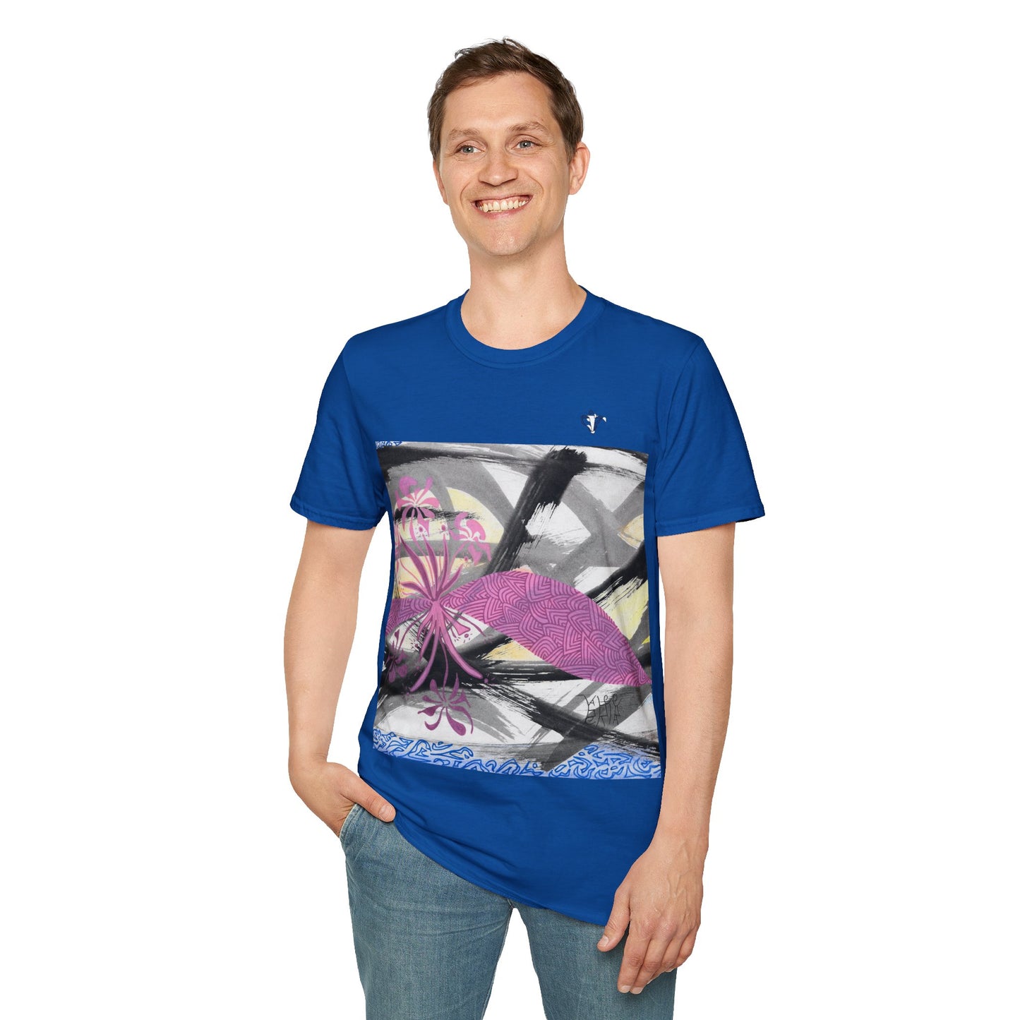 T-Shirt adulte mixte Fleurs roses 2 Personnalisation FACE et MANCHE