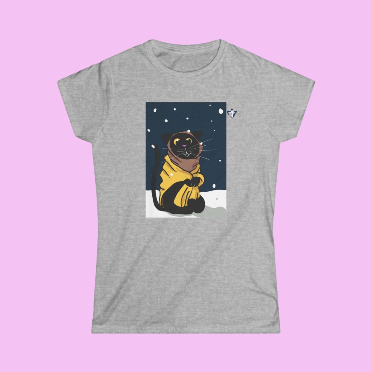 Tee-shirt femme un chat en hiver