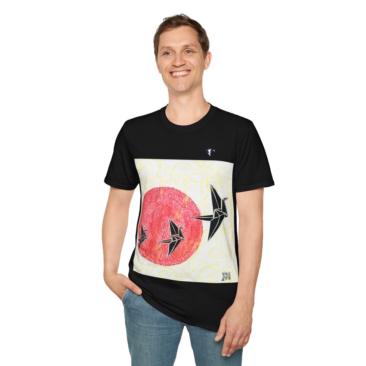 T-Shirt adulte mixte Envolée de colibris Personnalisation FACE et MANCHE