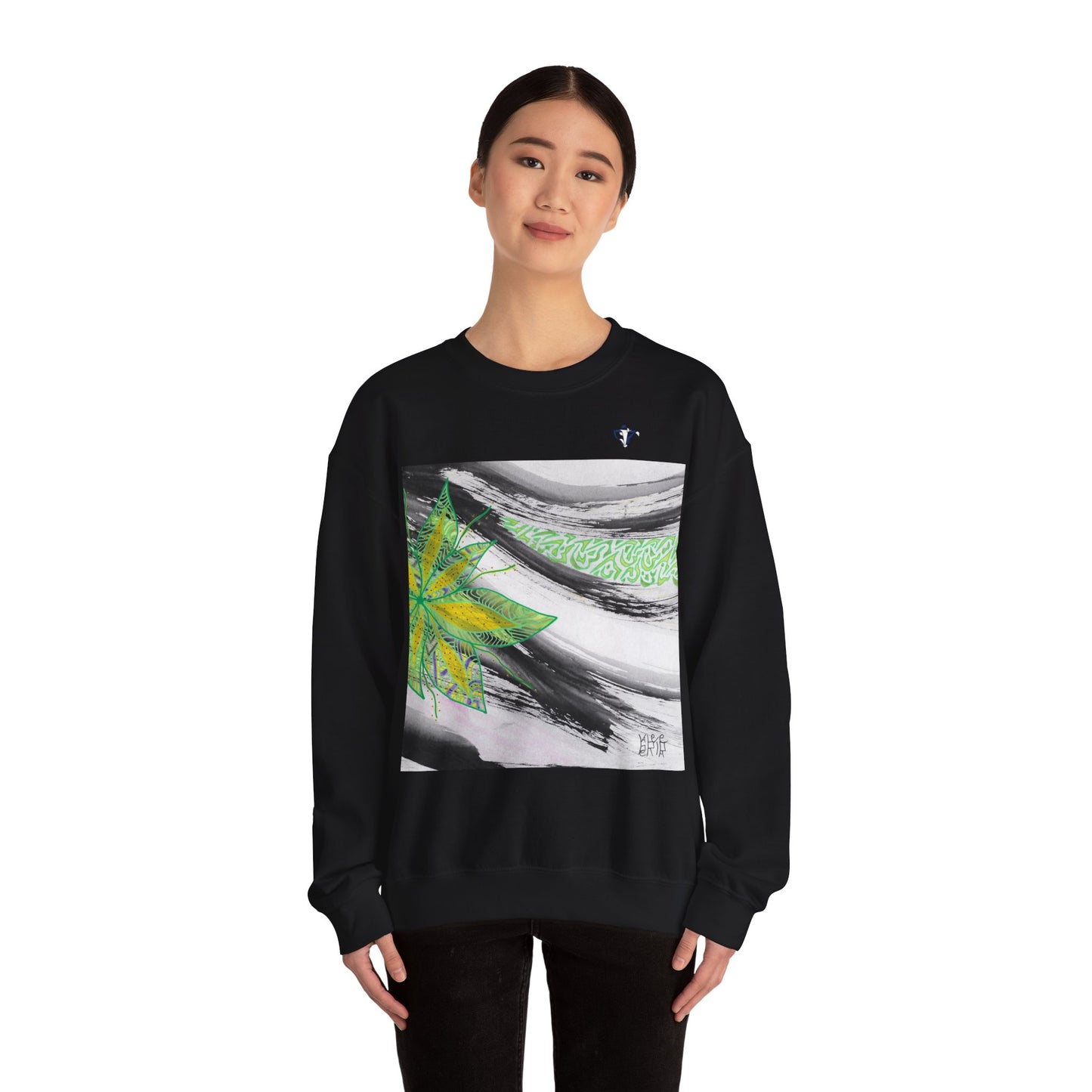 Sweatshirt adulte mixte Fleur verte et jaune