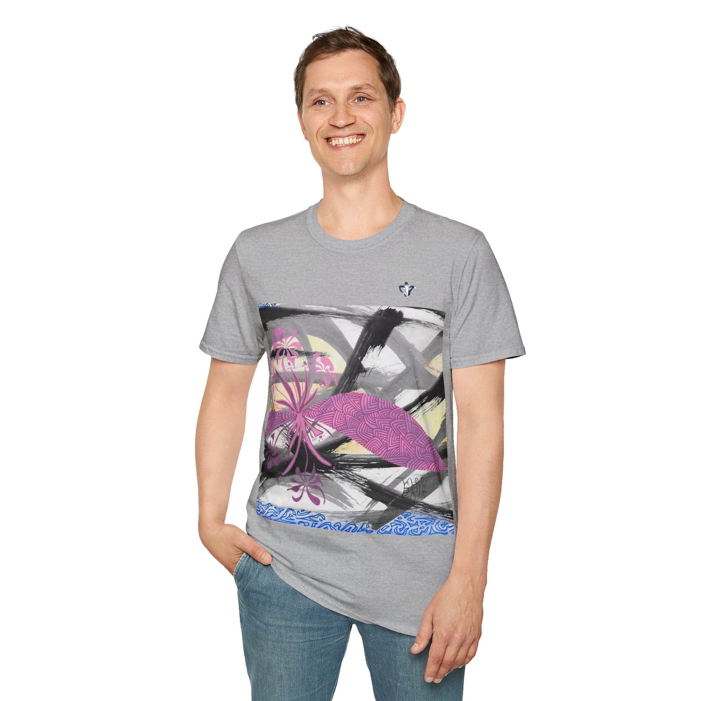 T-Shirt adulte mixte Fleurs roses 2 Personnalisation FACE et MANCHE