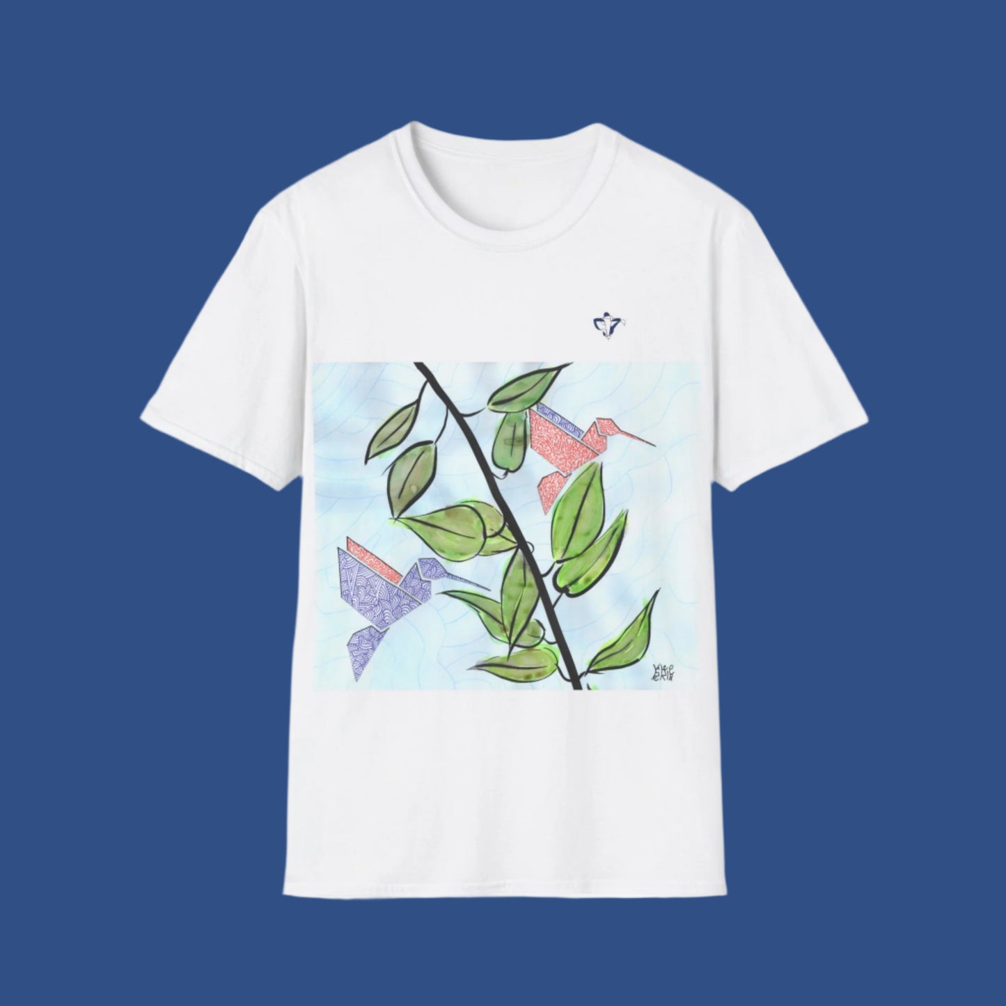 T-Shirt adulte mixte colibris origami Personnalisation FACE