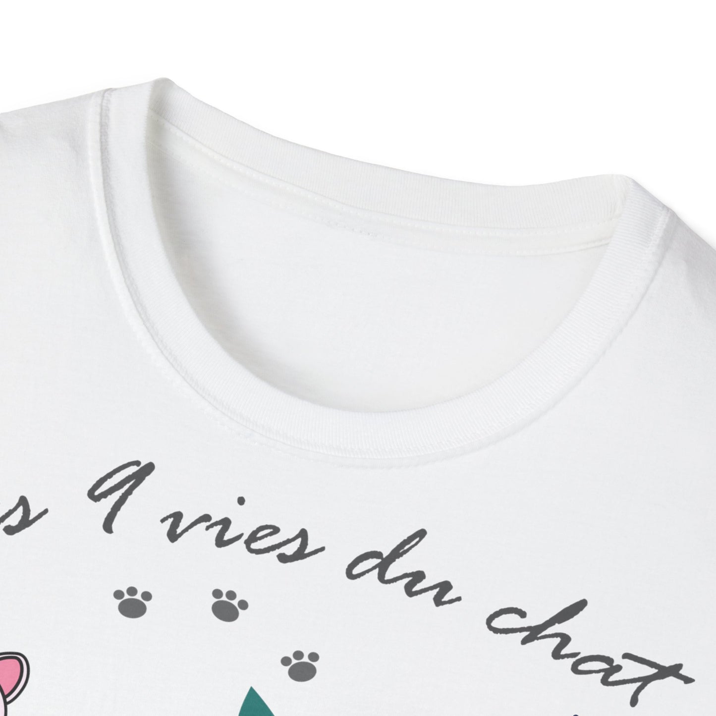 T-Shirt adulte mixte 9 vies Personnalisation FACE et MANCHE