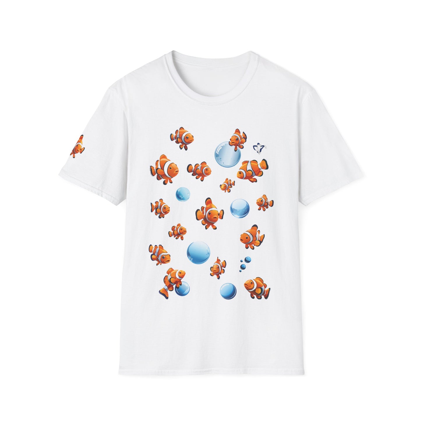 T-Shirt adulte mixte poissons clown Personnalisation FACE et MANCHE