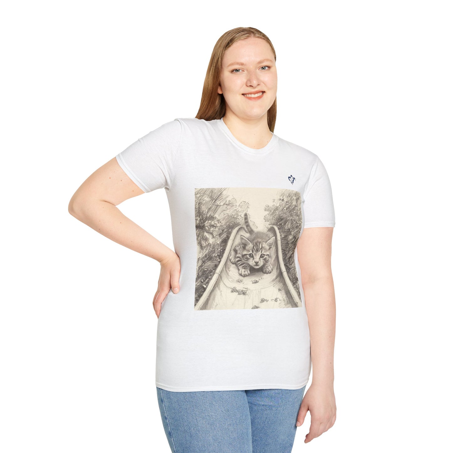 T-Shirt adulte mixte Petit chat Personnalisation FACE et MANCHE
