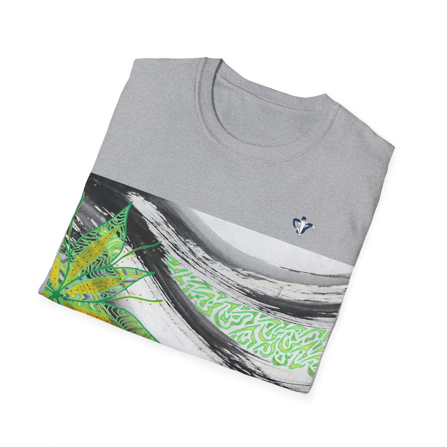 T-Shirt adulte mixte Fleur verte et jaune Personnalisation FACE et MANCHE