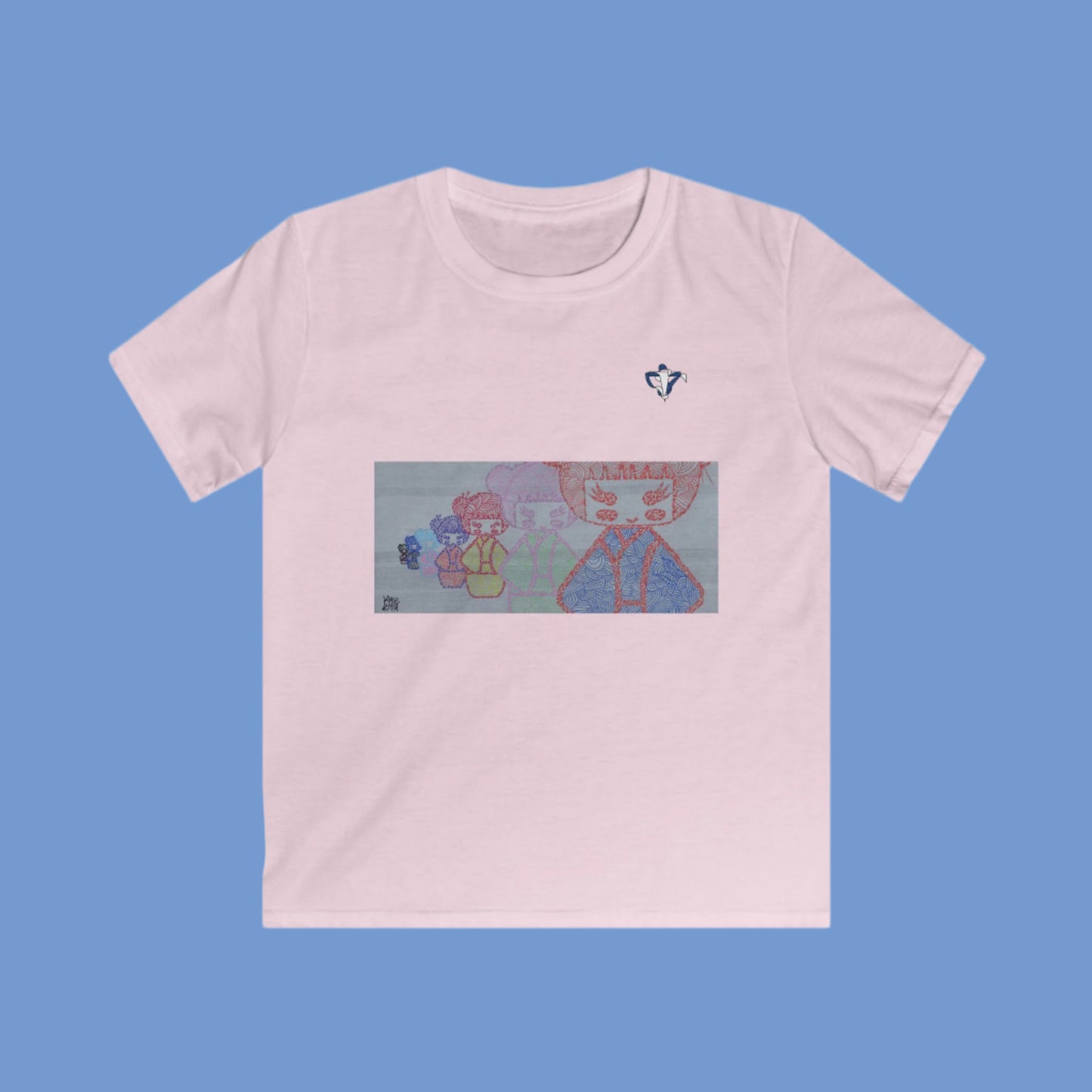 Tee-shirt enfant Poupées japonaises Personnalisation FACE et MANCHE