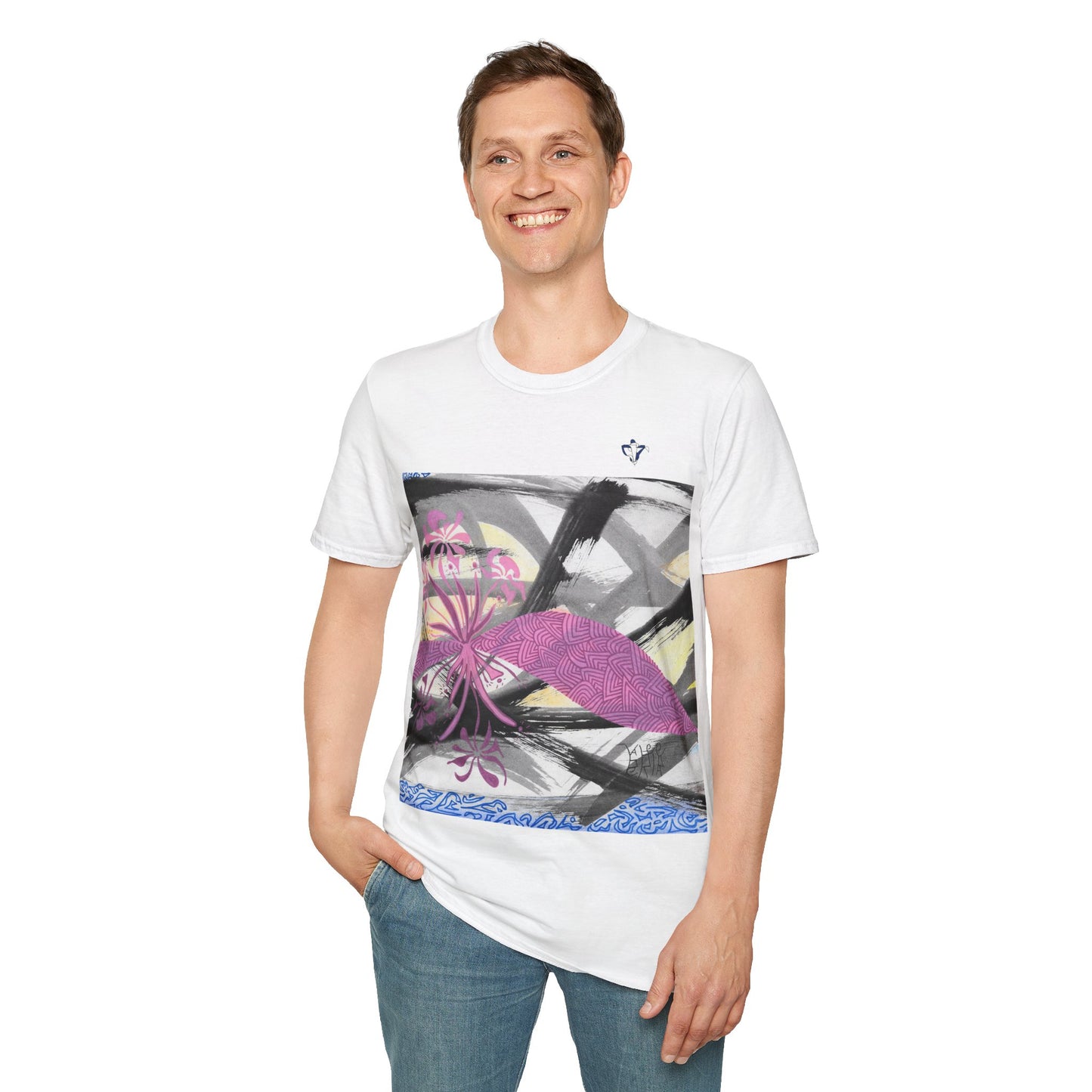 T-Shirt adulte mixte Fleurs roses 2 Personnalisation FACE et MANCHE