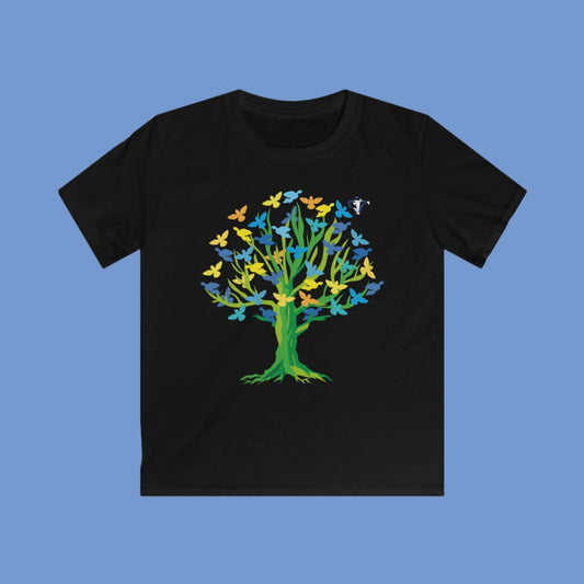 Tee-shirt enfant Arbre aux oiseaux Personnalisation FACE et MANCHE