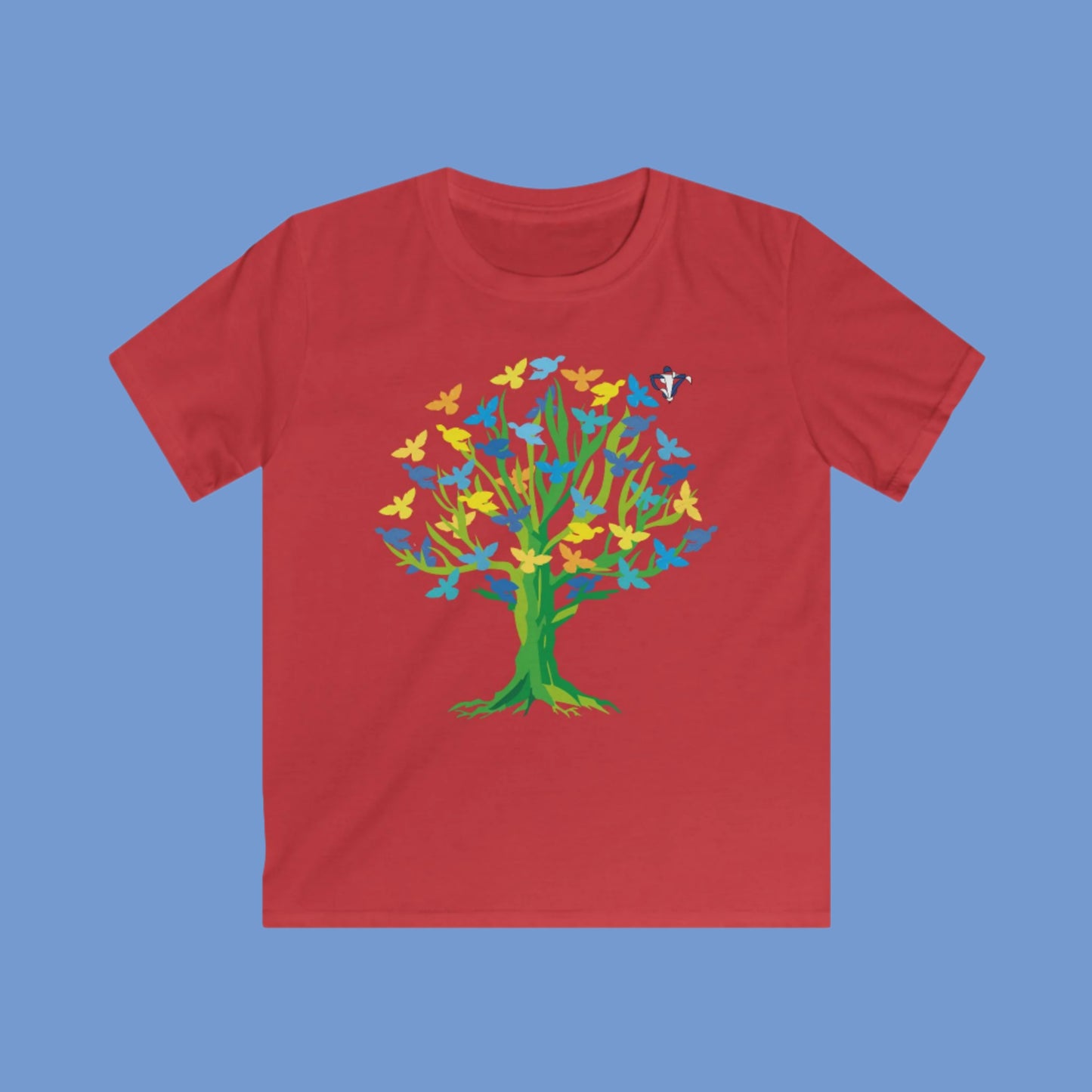 Tee-shirt enfant Arbre aux oiseaux Personnalisation FACE et MANCHE