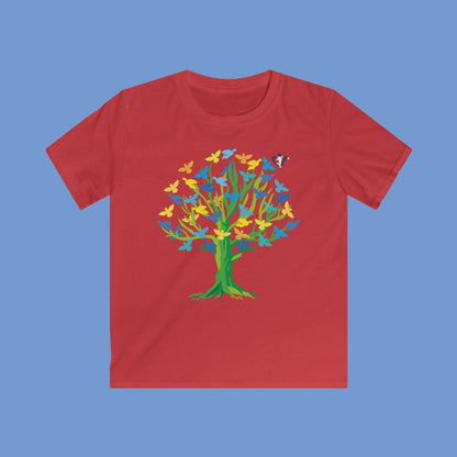 Tee-shirt enfant Arbre aux oiseaux Personnalisation FACE et MANCHE