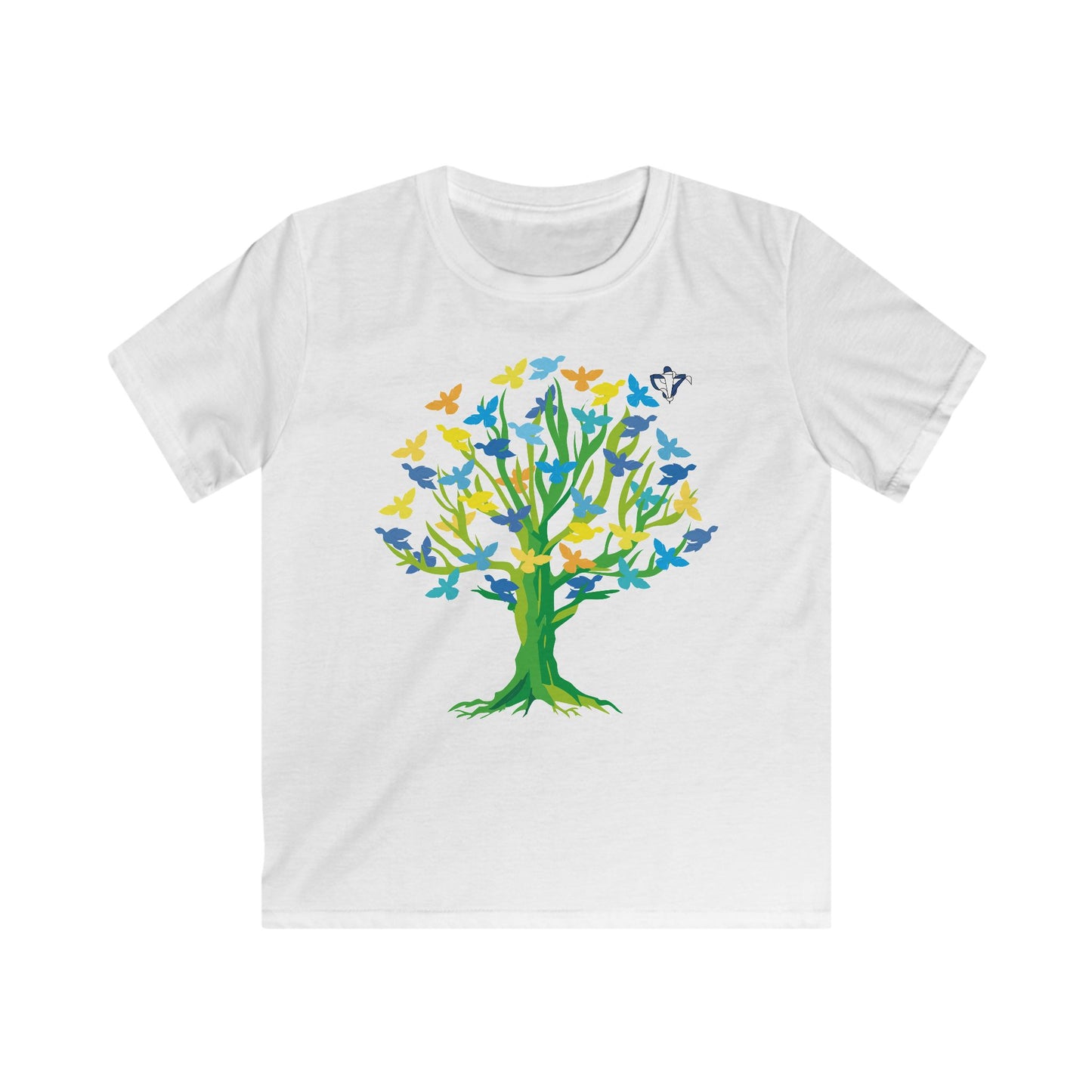 Tee-shirt enfant Arbre aux oiseaux Personnalisation FACE et MANCHE