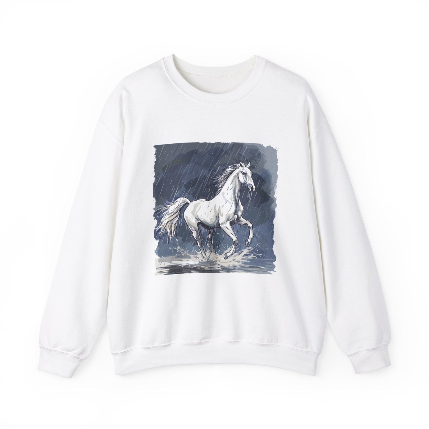 Sweatshirt adulte mixte Cheval sous la pluie