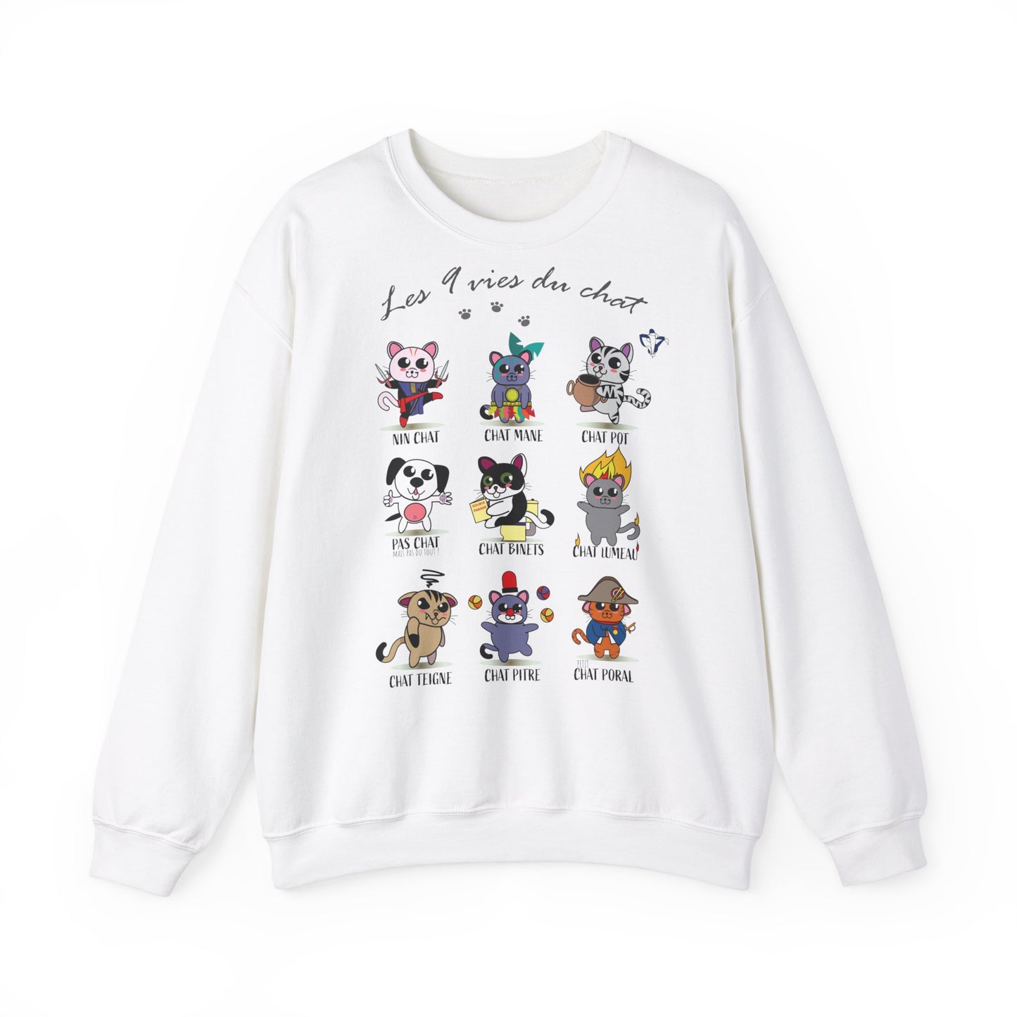 Sweatshirt adulte mixte 9 vies (à personnaliser)