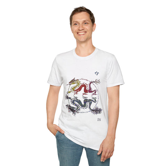 T-Shirt adulte mixte Dragons miroir Personnalisation FACE et MANCHE