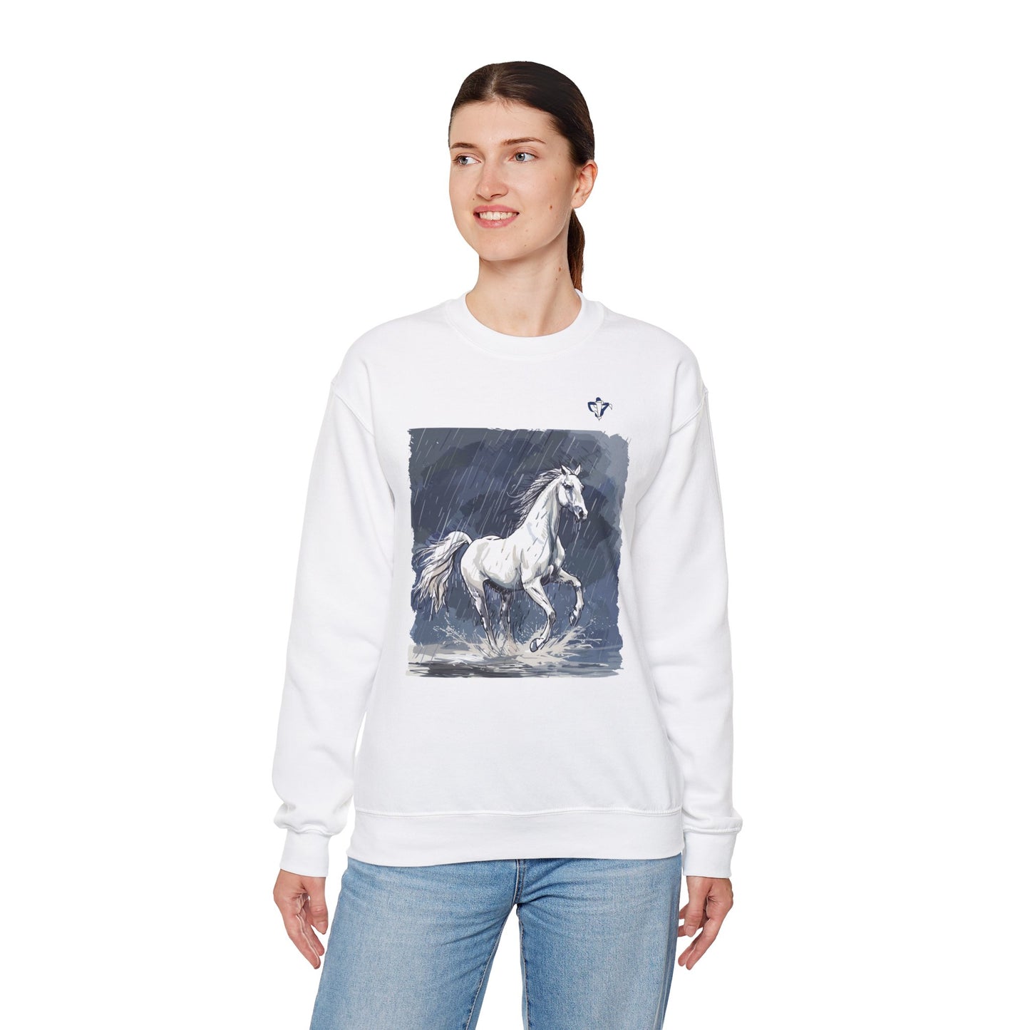 Sweatshirt adulte mixte Cheval sous la pluie