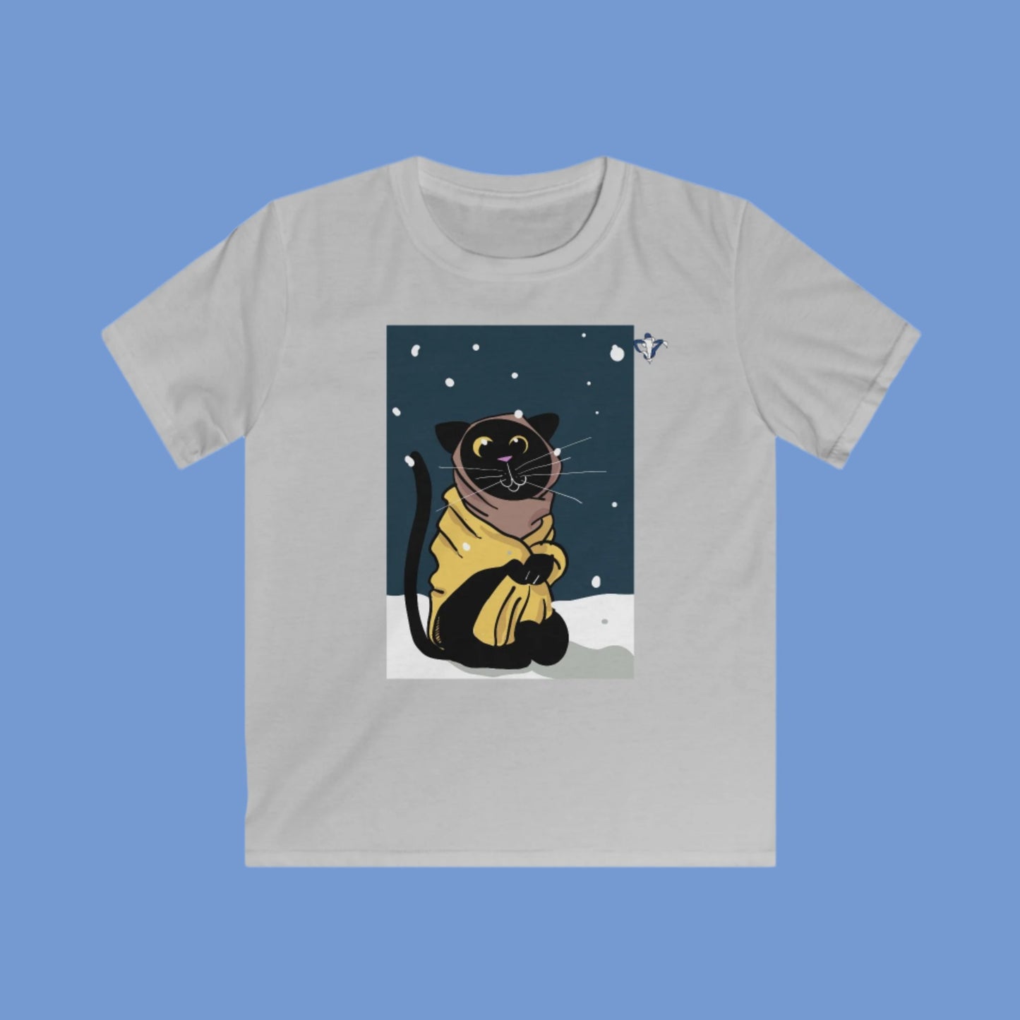 Tee-shirt enfant un chat en hiver (à personnaliser)