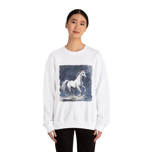 Sweatshirt adulte mixte Cheval sous la pluie