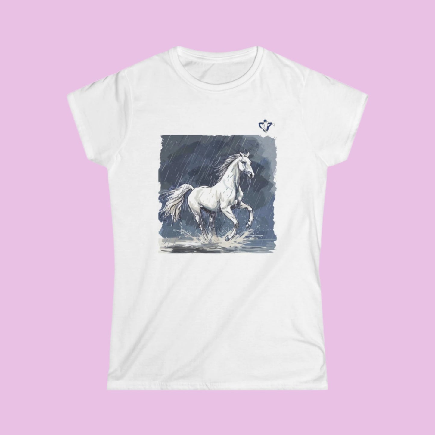 Tee-shirt femme Cheval sous la pluie (à personnaliser)