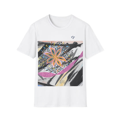 T-Shirt adulte mixte Fleur multicolore Personnalisation FACE et MANCHE