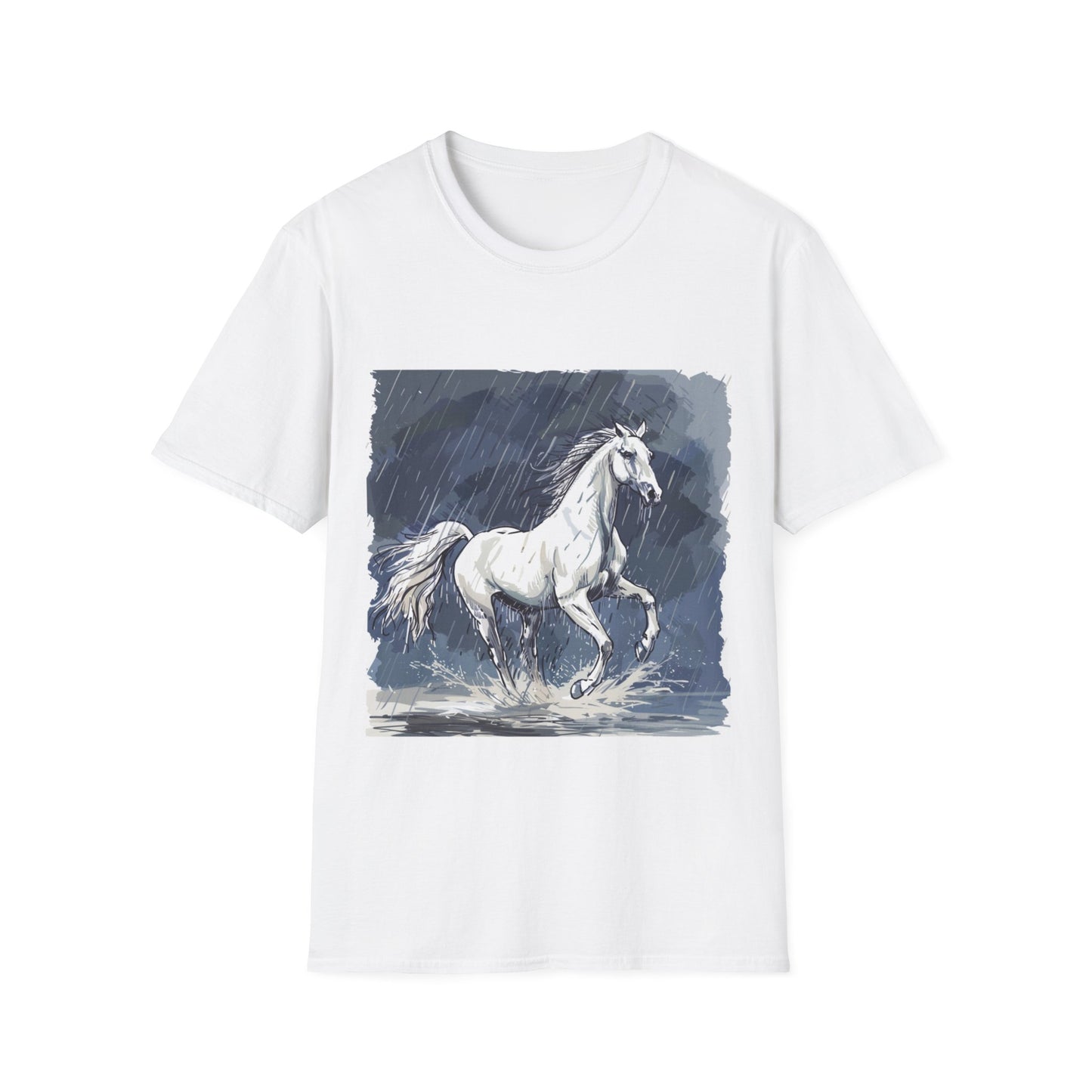 T-Shirt adulte mixte Cheval sous la pluie