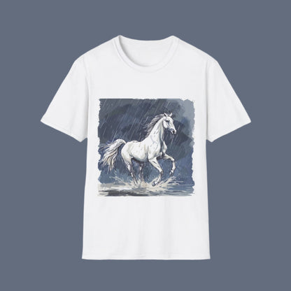 T-Shirt adulte mixte Cheval sous la pluie