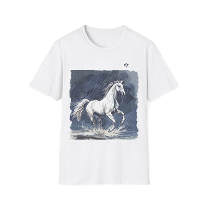 T-Shirt adulte mixte Cheval sous la pluie (à personnaliser)