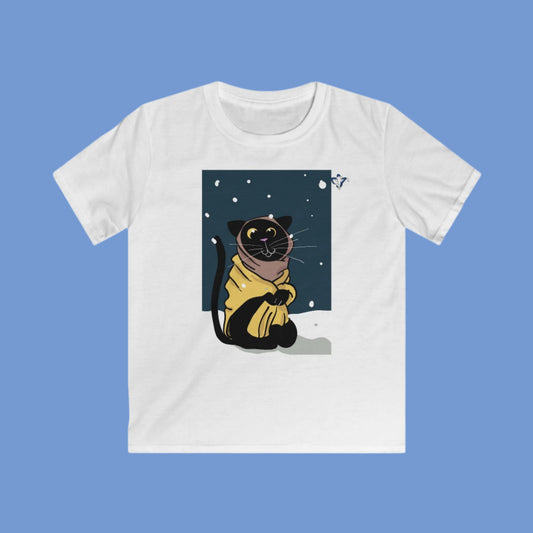 Tee-shirt enfant un chat en hiver (à personnaliser)