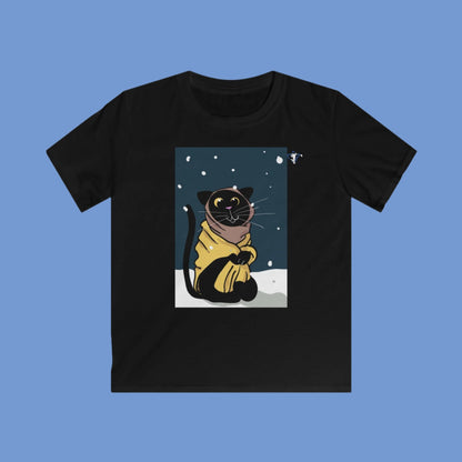 Tee-shirt enfant un chat en hiver (à personnaliser)