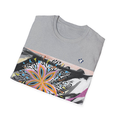 T-Shirt adulte mixte Fleur multicolore Personnalisation FACE et MANCHE