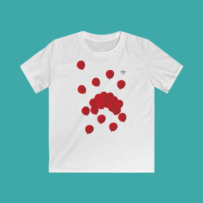 Red balloons children's t-shirt (to personalize)