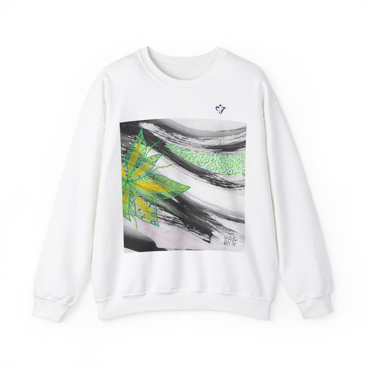 Sweatshirt adulte mixte Fleur verte et jaune (à personnaliser)