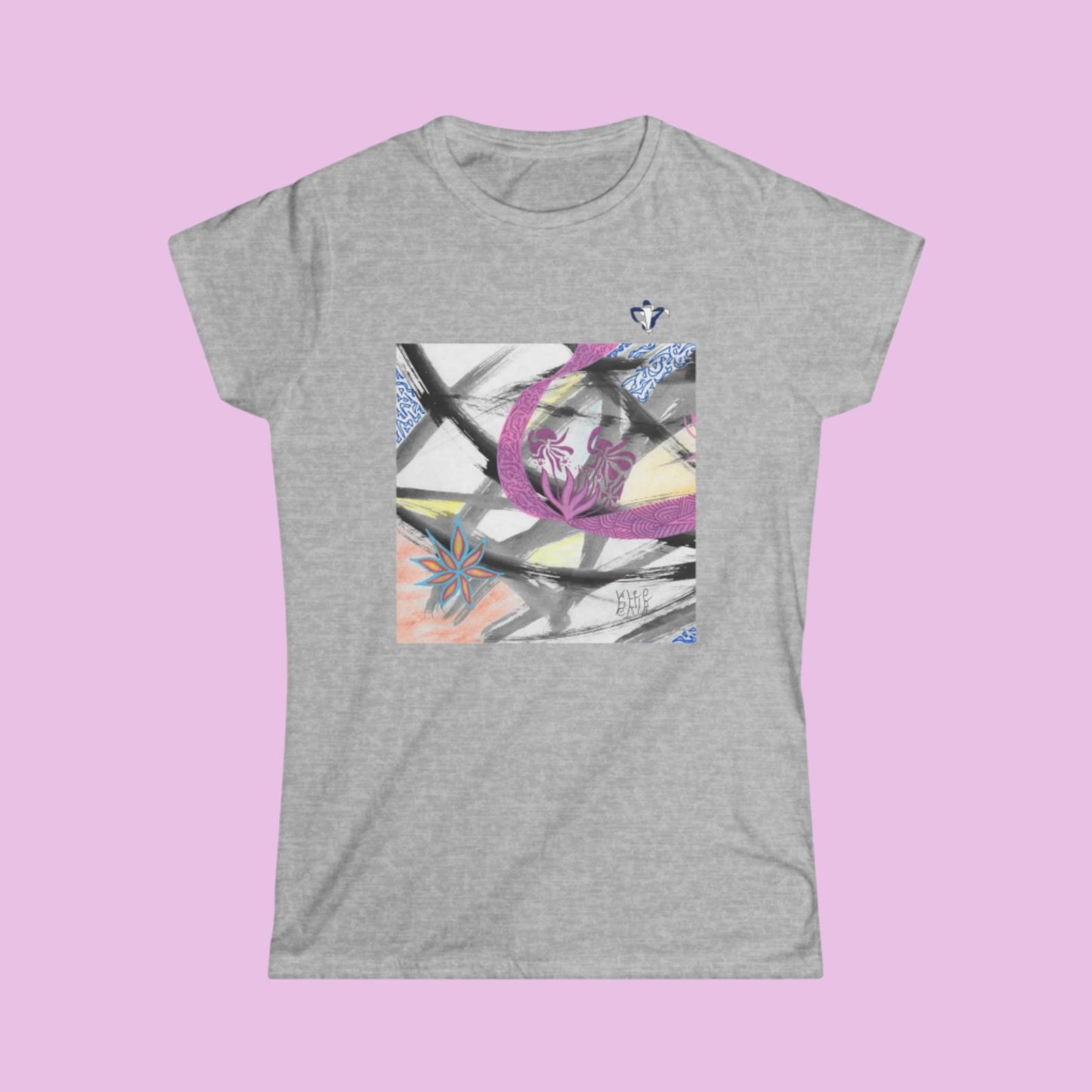 Tee-shirt femme Fleurs roses (à personnaliser)