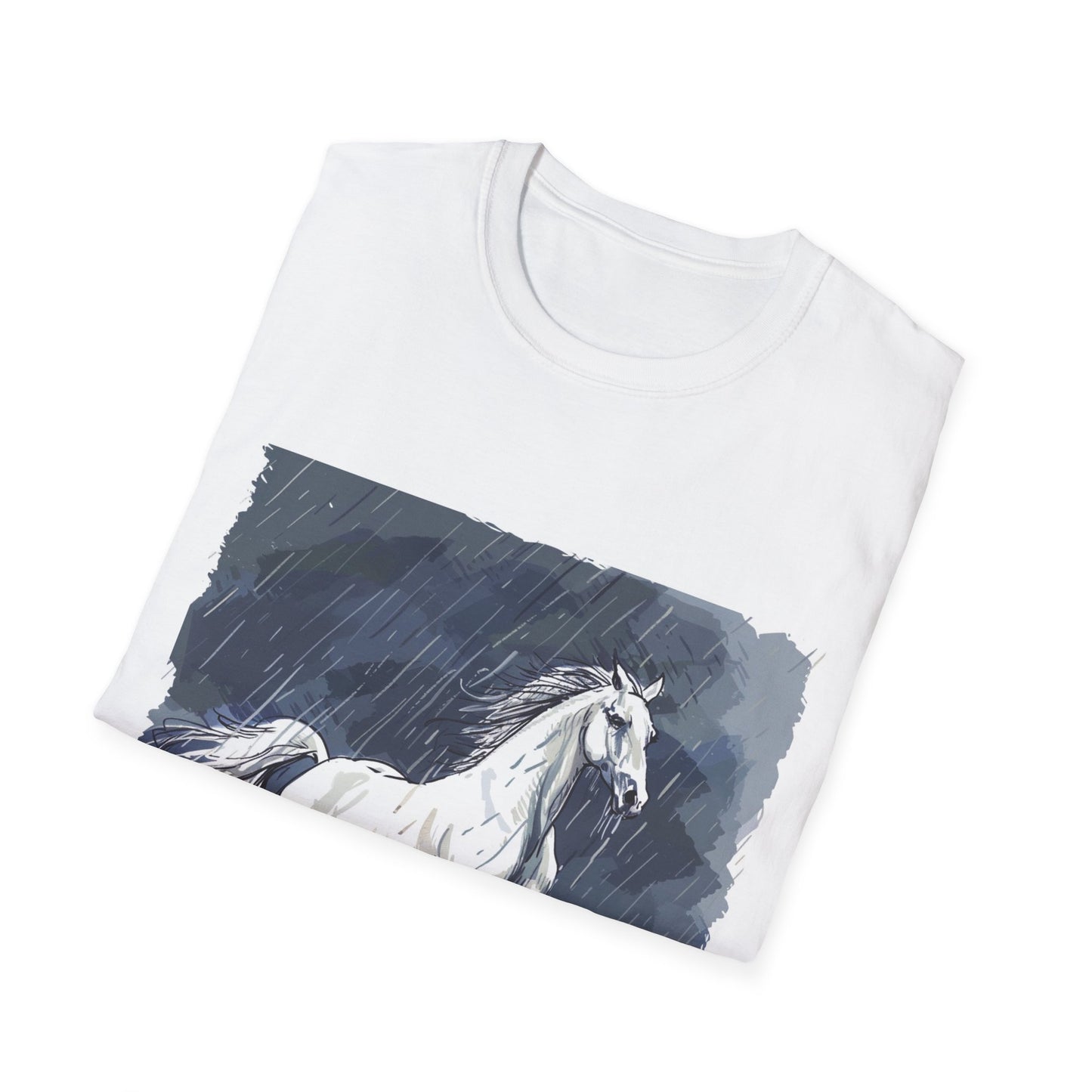 T-Shirt adulte mixte Cheval sous la pluie