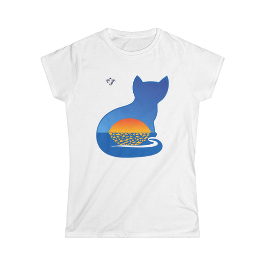 T-Shirt femme Le chat et la mer