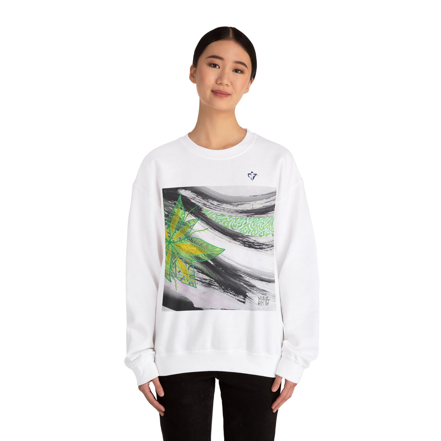 Sweatshirt adulte mixte Fleur verte et jaune (à personnaliser)